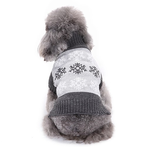 фото Собаки свитера одежда для собак в снежинку серый кофейный акриловые волокна костюм назначение корги гончая шиба-ину осень зима универсальные на каждый день простой стиль Lightinthebox