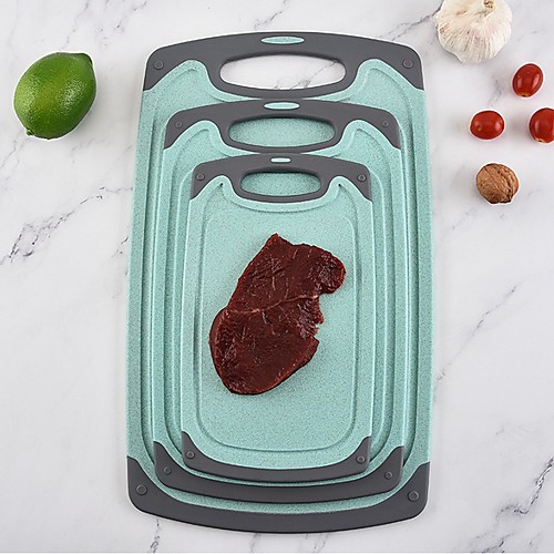

Kitchen Cutting Board (3-Piece Set) | Juice Grooves w/Easy-Grip Handles | BPA-Free, Non-Porous, Dishwasher Safe | Multiple Sizes (Set of Three)