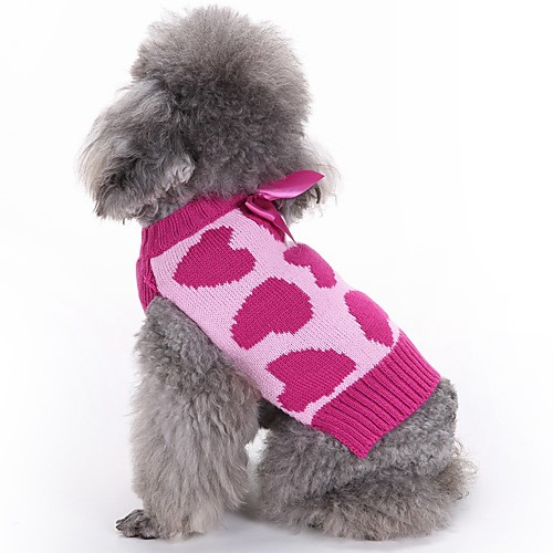 фото Собаки свитера одежда для собак бант любовь пурпурный акриловые волокна костюм назначение корги гончая шиба-ину зима универсальные милый стиль простой стиль Lightinthebox