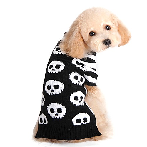 фото Собаки свитера одежда для собак черепа черный акриловые волокна костюм назначение корги гончая шиба-ину зима универсальные на каждый день хэллоуин Lightinthebox