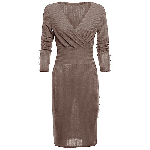 

Women's Bodycon Dress - Solid Colored Wine Blue Brown S M L XL