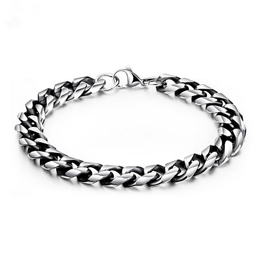 

Men's Chain Bracelet Geometrical Flower Fashion Titanium Steel Bracelet Jewelry Silver For Gift Daily