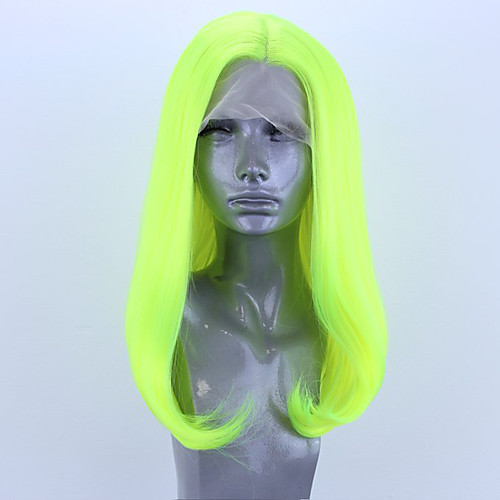 

Synthetic Lace Front Wig Straight Middle Part Lace Front Wig Short fluorescent green Synthetic Hair 14-16 inch Women's Adjustable Heat Resistant Party Green