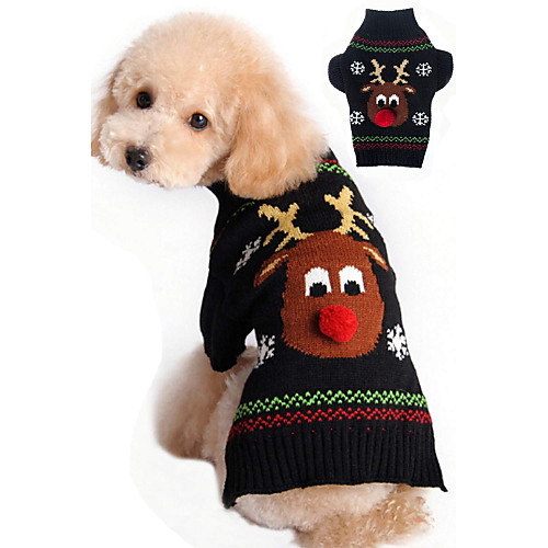 

Cat Dog Sweater Christmas Winter Dog Clothes Black Red Costume Acrylic Fibers Reindeer Christmas New Year's XXS XS S M L XL