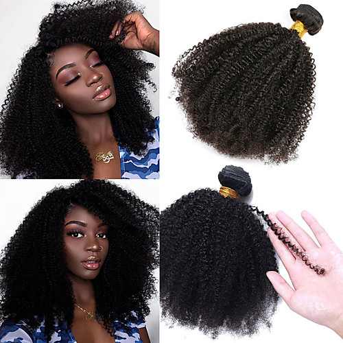 

1 Bundle Brazilian Hair Afro Curly Virgin Human Hair Natural Color Hair Weaves / Hair Bulk Afro Kinky Braids 8-26 inch Natural Human Hair Weaves Best Quality 100% Virgin Human Hair Extensions / 10A