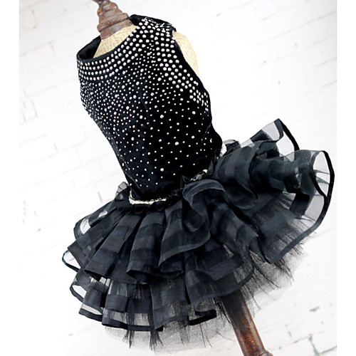 фото Собаки коты животные платья одежда для собак горошек жемчуг черный полиэстер костюм назначение лето свадьба Lightinthebox