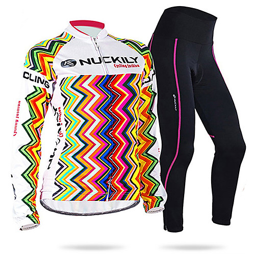 

Women's Long Sleeve Cycling Jersey with Tights Winter Fleece Black Red and White OrangeWhite Bike Clothing Suit Thermal / Warm Waterproof Windproof Sports Geometric Mountain Bike MTB Road Bike