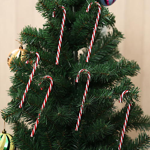 

12 Pcs Candy Cane Plastic Christmas Tree Cane Striped Hanging Holiday Ornaments