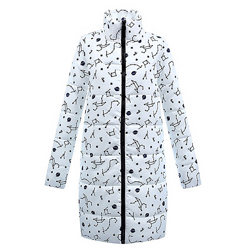 

Жен. Однотонный Длинная На подкладке, Хлопок Белый S / M / L