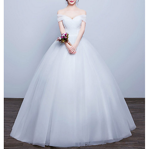 

A-Line Halter Neck Floor Length Tulle Regular Straps Made-To-Measure Wedding Dresses with 2020