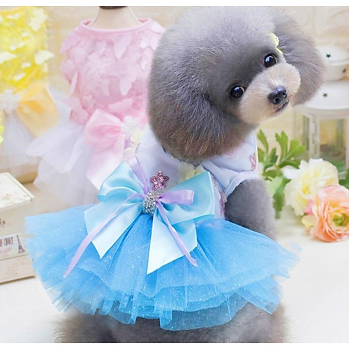 фото Собаки коты животные платья одежда для собак принцесса синий розовый полиэстер костюм назначение лето японский и корейский стиль Lightinthebox