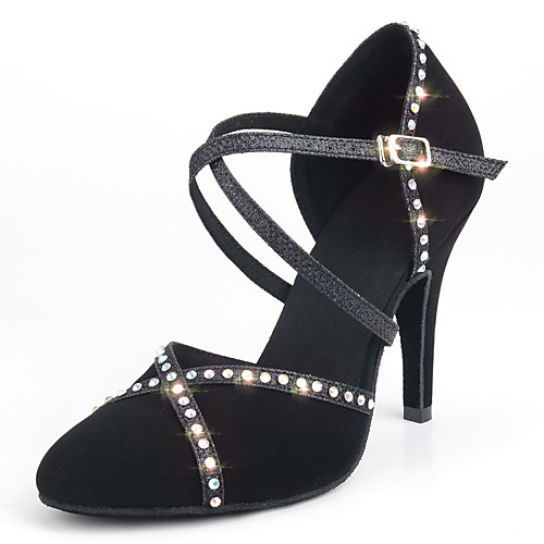 

Women's Modern Shoes / Ballroom Shoes Synthetics T-Strap Heel Sparkling Glitter / Buckle / Glitter Slim High Heel Customizable Dance Shoes Black / Practice