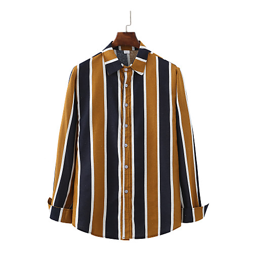 

Men's Daily Basic Shirt - Striped Print Yellow