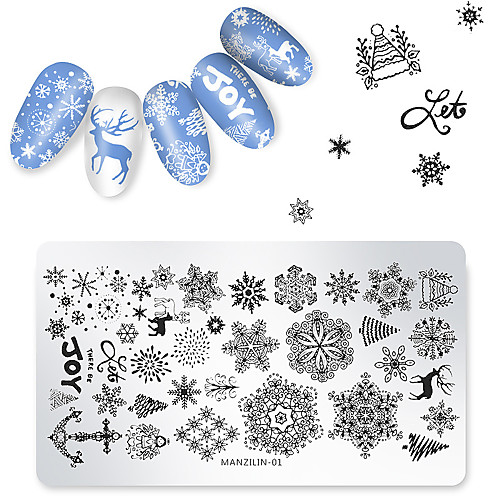 

1 шт. Рождество снежинка олень штамповка пластины круглый шаблон печати маникюр ногтей изображение пластины