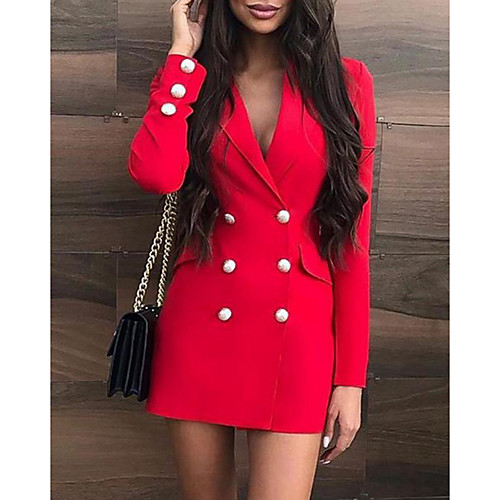 

Women's Sheath Dress - Solid Colored Red S M L XL