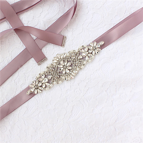 

Satin / Tulle Wedding / Party / Evening Sash With Crystal / Imitation Pearl / Appliques Women's Sashes