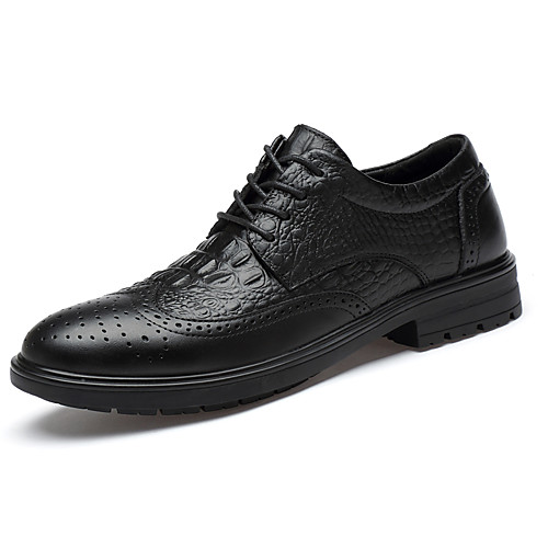 

Men's Leather Shoes Nappa Leather Spring / Fall & Winter Casual / British Oxfords Non-slipping Black / Party & Evening