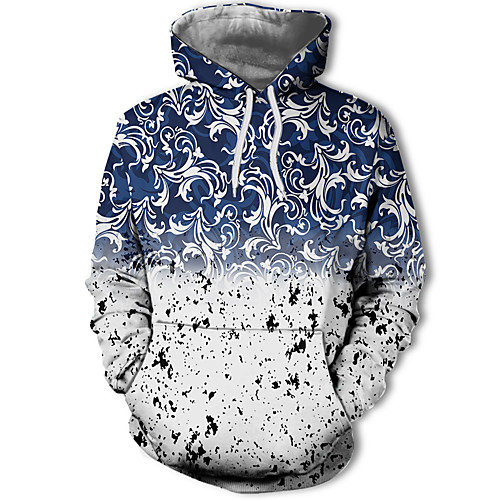

Men's Casual / Street chic Hoodie - Color Block / 3D / Camo / Camouflage Royal Blue US32 / UK32 / EU40