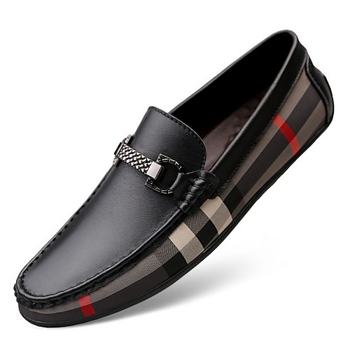 

Men's Moccasin Leather Fall Loafers & Slip-Ons Black / White