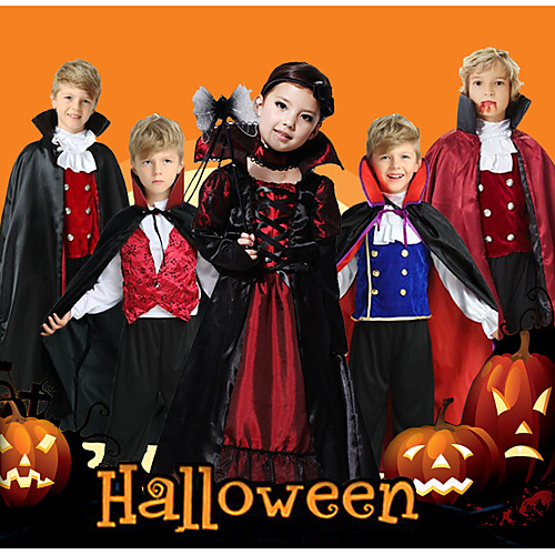 фото Ведьма костюм детские девочки хэллоуин рождество хэллоуин карнавал фестиваль / праздник полиэстер черный / красный / черным / синий с черным карнавальные костюмы однотонный halloween lightinthebox