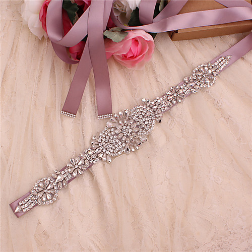 

Satin / Tulle Wedding / Party / Evening Sash With Belt / Appliques / Crystals / Rhinestones Women's Sashes