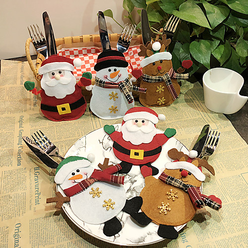 

Рождественские столовые приборы карманные вилки столовые приборы санта клаус обеденный стол украшения дома