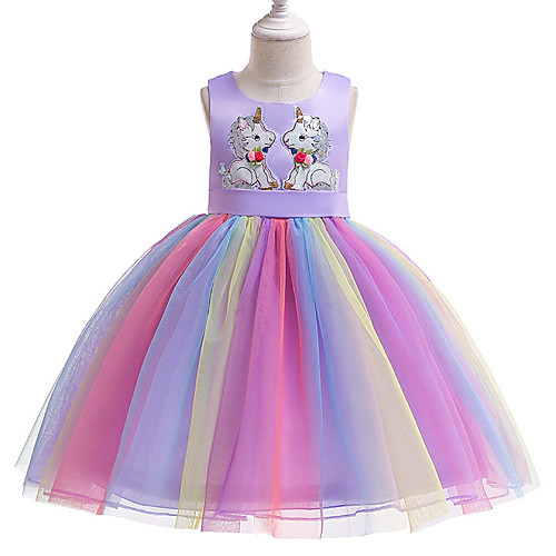 

Unicorn Dress Flower Girl Dress Girls' Movie Cosplay A-Line Slip Cosplay Purple / Pink Dress Halloween Carnival Masquerade Tulle Polyester