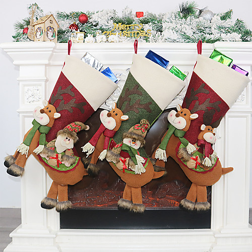 

Рождественский чулок Санта-Клаус Мешковина носок Рождество Новый год подарок конфеты сумки