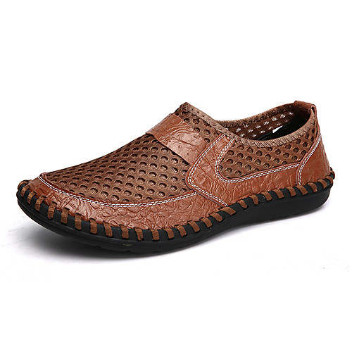 

Men's Mesh / Cowhide Fall / Spring & Summer Casual / British Loafers & Slip-Ons Breathable Green / Blue / Brown