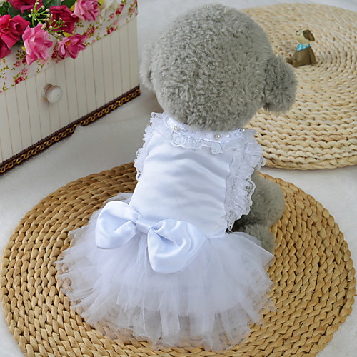 фото Собаки коты животные платья одежда для собак кружева принцесса белый полиэстер костюм назначение лето свадьба Lightinthebox