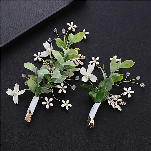 

Alloy Hair Clip / Hair Accessory with Pearls / Crystal / Rhinestone / Flora One Pair × 2 Wedding / Special Occasion Headpiece