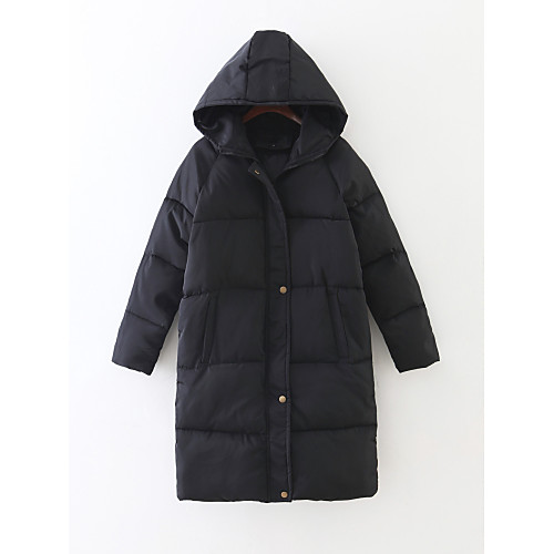 

Жен. Однотонный Парка, Полиэфир Черный S / M / L