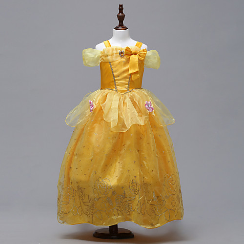 

Belle Dress Masquerade Flower Girl Dress Girls' Movie Cosplay Cosplay Halloween Yellow Dress Halloween Carnival Masquerade Tulle Polyster