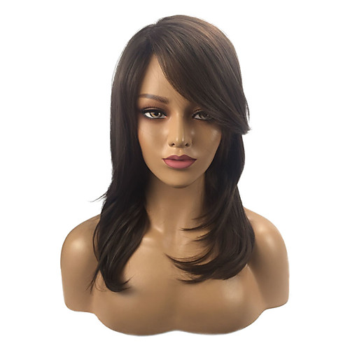 

Synthetic Wig Cosplay Wig Wavy Matte Side Part Wig Medium Length Brown Synthetic Hair 16inch Women's Cosplay Soft Adjustable Black Brown / Heat Resistant / African American Wig