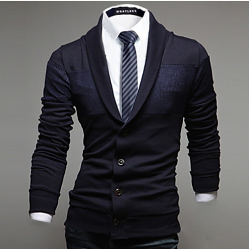 

Men's Solid Colored Long Sleeve Slim Cardigan Sweater Jumper, Turndown Black / Red / Dark Gray US36 / UK36 / EU44 / US38 / UK38 / EU46 / US40 / UK40 / EU48