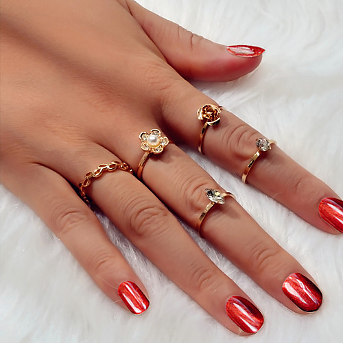 

Жен. Кольцо Ring Set 5 шт. Золотой Искусственный бриллиант Сплав Простой Классический Панк Рождество Подарок Бижутерия Классический Дерево жизни Цветы Очаровательный Сердце Cool