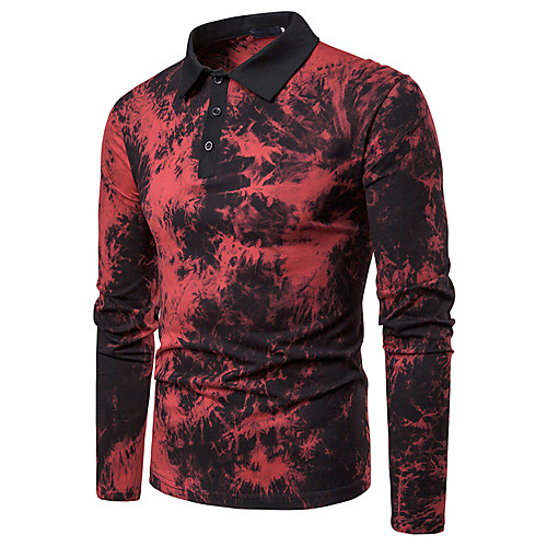 

Men's Geometric Graphic Slim T-shirt Daily Red / Blue / Black / Long Sleeve