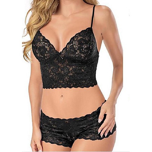 

Жен. Сетка Костюм Ночное белье Однотонный Черный Белый Красный M L XL