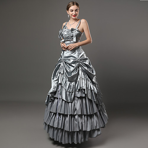 

Rococo Victorian 18th Century Ruffle Dress Dress Party Costume Women's Satin Costume Gray Vintage Cosplay Party Prom Sleeveless Floor Length Long Length Ball Gown / Skirt