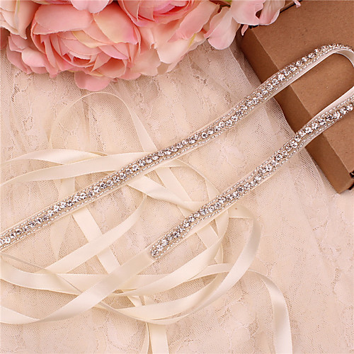 

Satin / Tulle Wedding / Party / Evening Sash With Appliques / Belt / Crystals / Rhinestones Women's Sashes