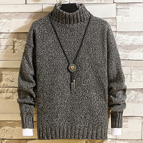 

Муж. Однотонный Длинный рукав Пуловер, Хомут Светло-серый / Темно-серый / Хаки US32 / UK32 / EU40 / US34 / UK34 / EU42 / US36 / UK36 / EU44