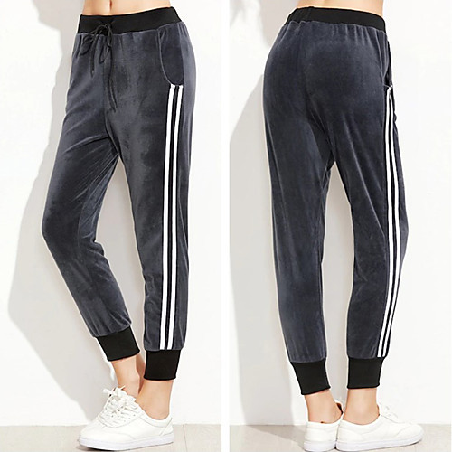 

Women's Jogger Pants Joggers Running Pants Track Pants Sports Pants Velvet Side-Stripe Beam Foot Drawstring Sports Winter Pants / Trousers Bottoms Running Fitness Soft Fashion Dark Grey / Stretchy