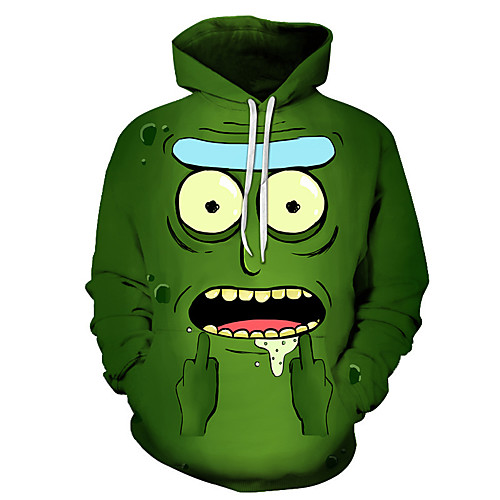 

Men's Casual / Basic Hoodie - 3D Green US32 / UK32 / EU40