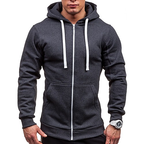 

Men's Casual Hoodie - Solid Colored Hooded Black S