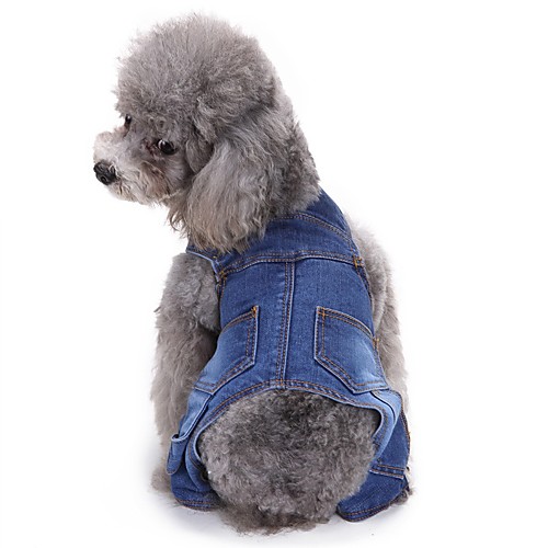фото Собаки комбинезоны брюки одежда для собак однотонный синий джинса костюм назначение корги гончая шиба-ину весна осень универсальные сплошной повседневный / sporty Lightinthebox