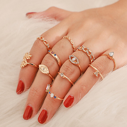 

Жен. Кольцо Ring Set 11pcs Золотой Стразы Сплав Необычные Винтаж модный Этнический Подарок Повседневные Бижутерия Старинный Глаза «Груша»