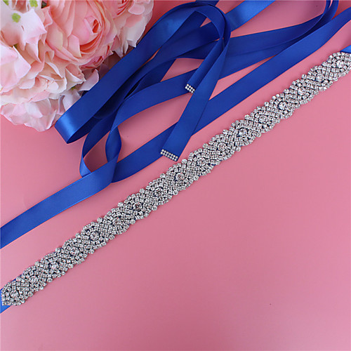 

Satin / Tulle Wedding / Party / Evening Sash With Appliques / Belt / Crystals / Rhinestones Women's Sashes