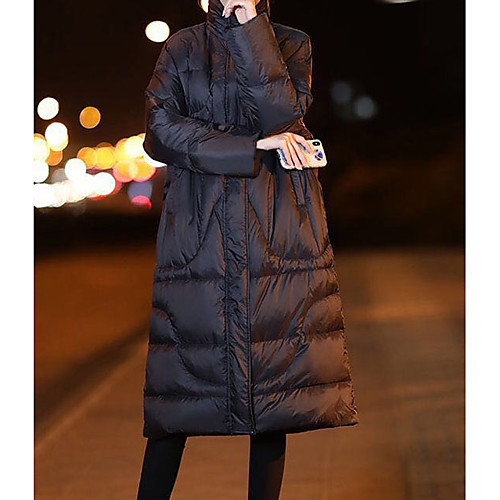 

Жен. Однотонный Длинная На подкладке, Полиэстер Черный / Красный S / M / L