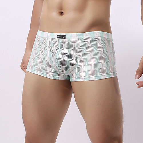 

Men's Mesh Boxers Underwear / Boxer Briefs - Normal 1 Piece Low Waist Black Light Blue Blushing Pink M L XL