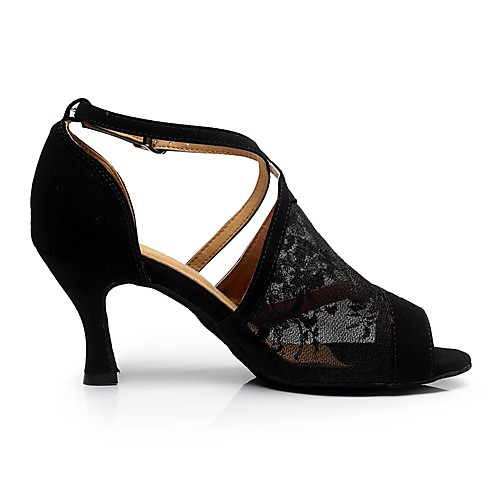 фото Жен. танцевальная обувь кружева обувь для латины планка на каблуках толстая каблук персонализируемая черный Lightinthebox